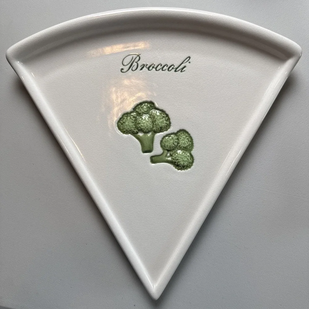 VTG Pottery Barn Pizza Buono Stoneware Triangle Pizza Slice Plates X6 w/Box READ
